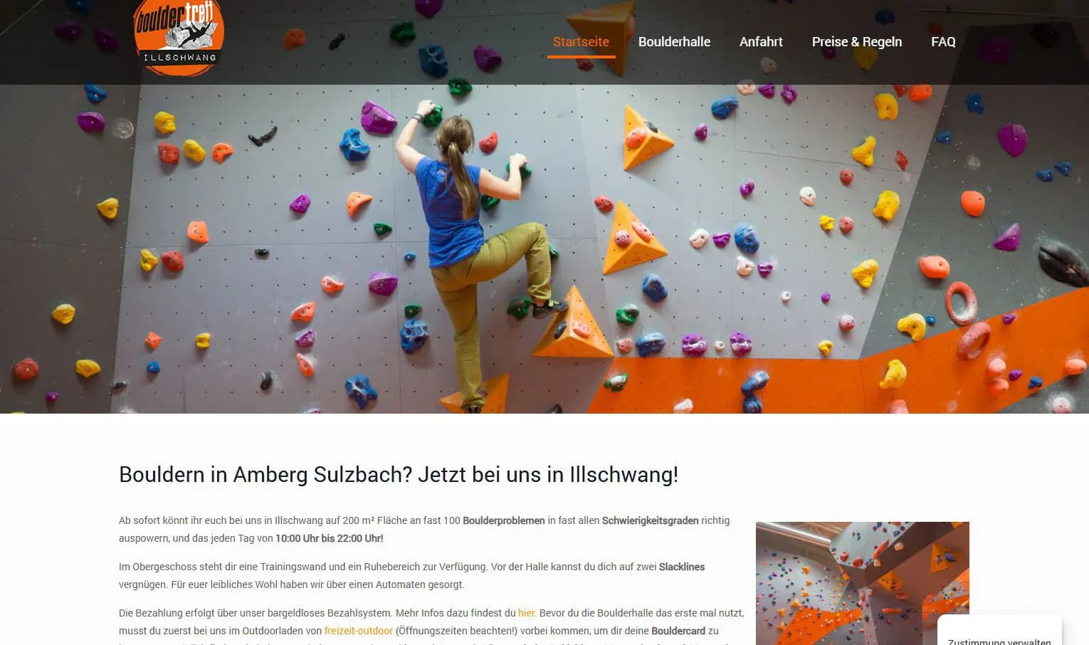 Beispiel-Webseite: Boulderhalle - Illschwang